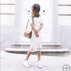 White lace pencil skirt